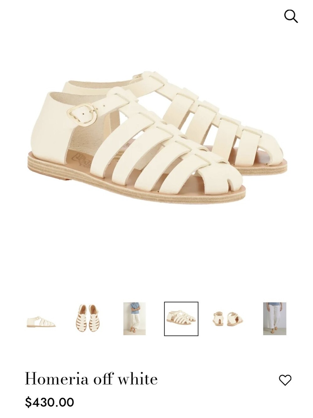 Homeria Off White Women's Leather Fisherman Sandals